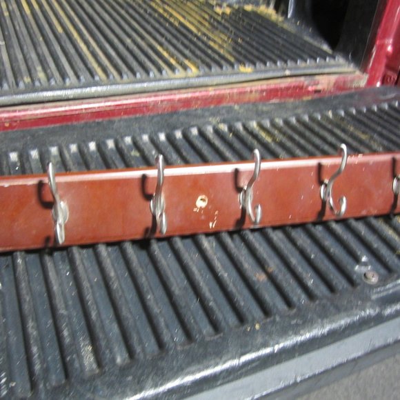 COAT HANGER, 6 HOOK SCROLL RAIL COAT HANGER IN ESPRESSO - Picture 1 of 4